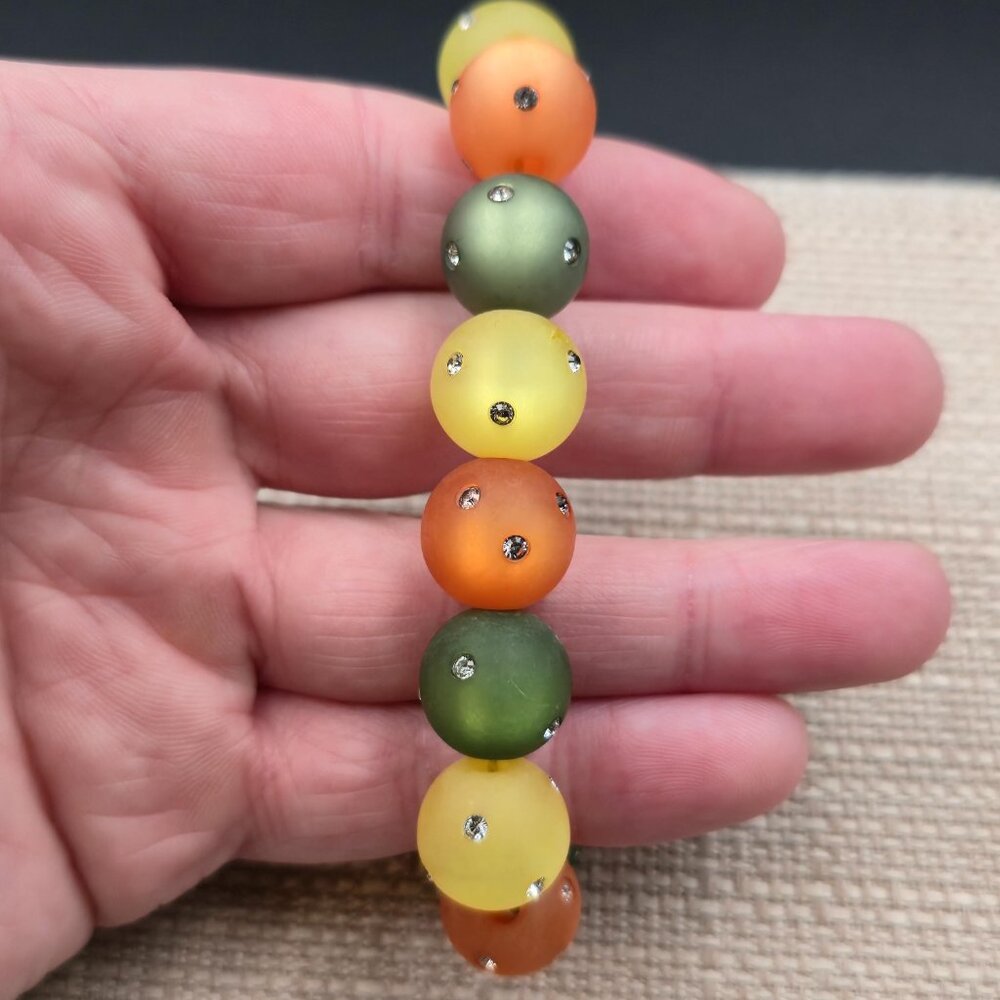 8 Inch Sterling Silver Crystals Imbedded Colorful Bracelet B967 - Picture 3 of 7